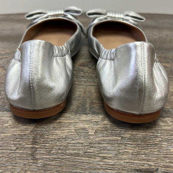 Tory Burch Silver Metallic Leather Ballet Flats Size 8 - Picture 3 of 13